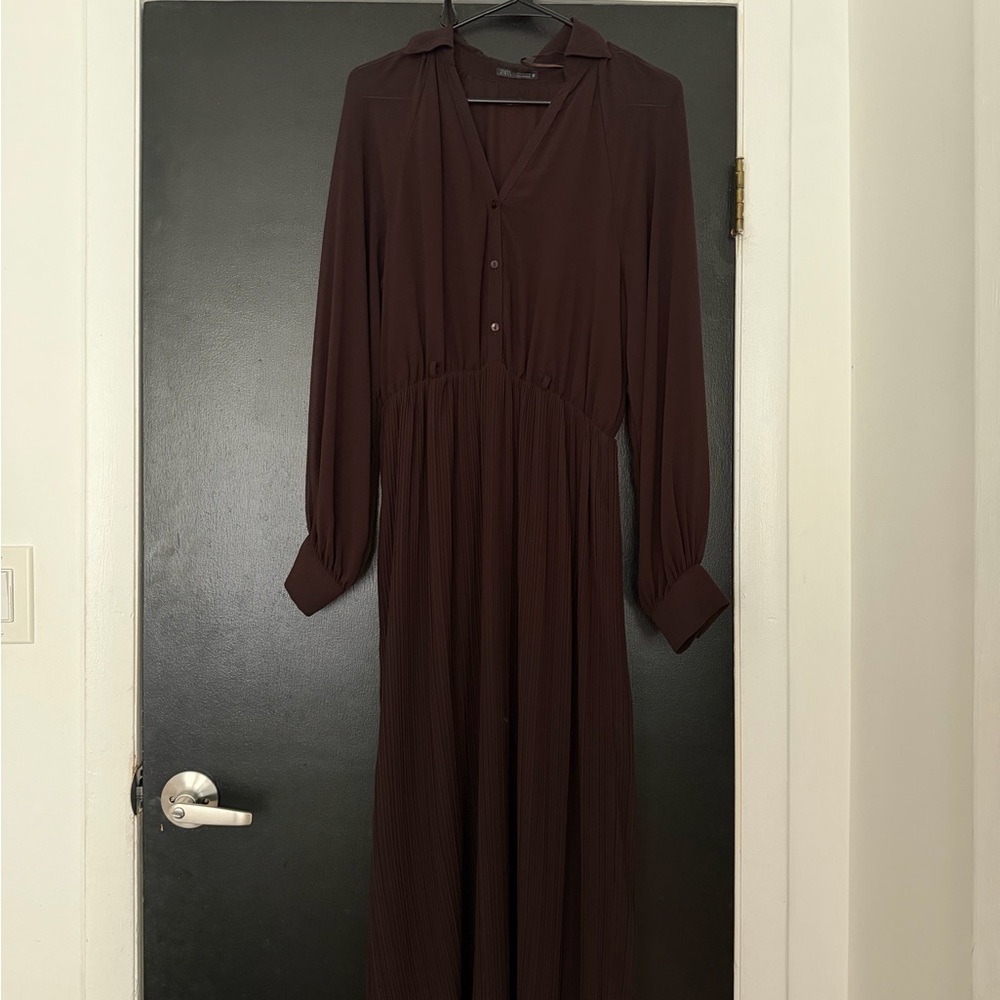 Zara Dark Brown Long Sleeve Dress